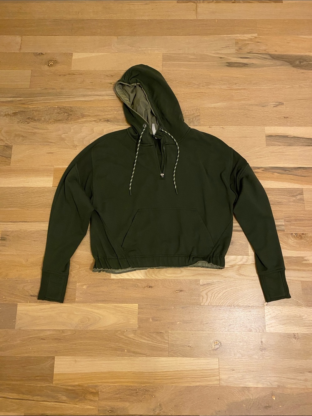 Athleta Olive Green Cropped Hooded Pullover